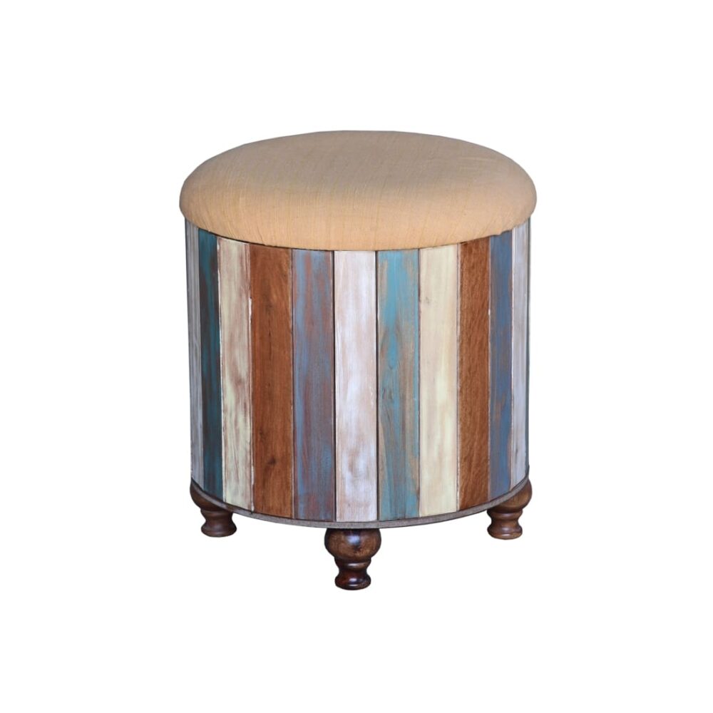 Ottoman Stool In Distressed Brown Colour - Image 2