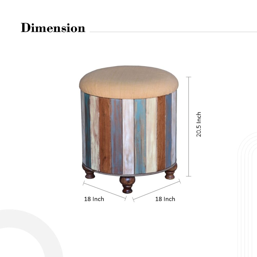 Ottoman Stool In Distressed Brown Colour - Image 3