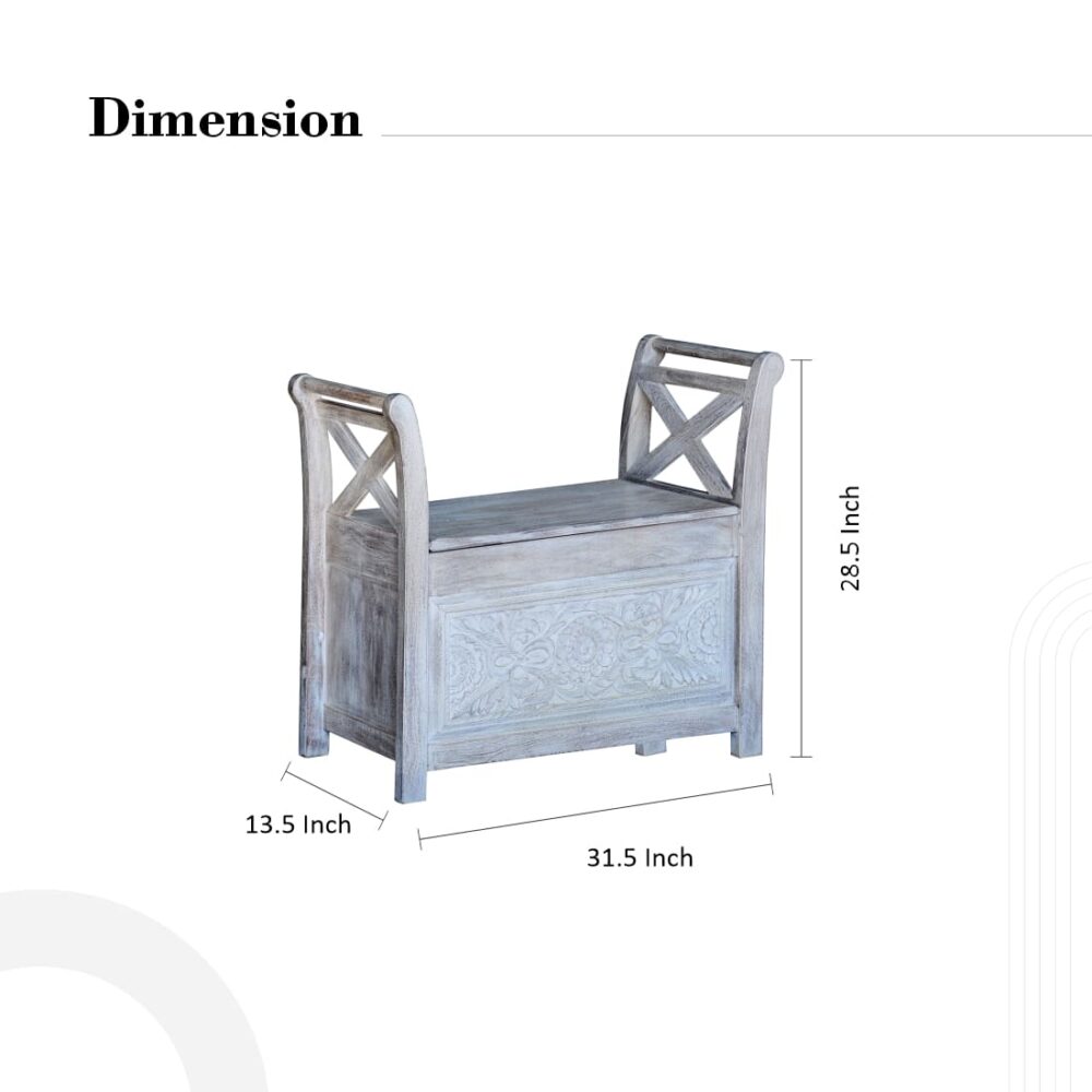 Sofa Bench In White Distressed Colour - Image 3