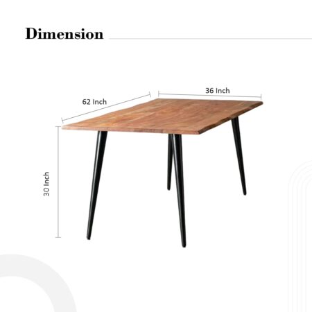 Dining Table In Natural Brown And Black Colour - Image 3