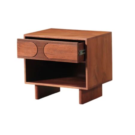 Bedroom Bedside In Walnut Brown Colour - Image 3