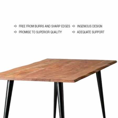 Dining Table In Natural Brown And Black Colour - Image 4