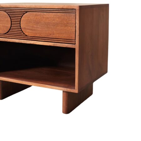 Bedroom Bedside In Walnut Brown Colour - Image 4