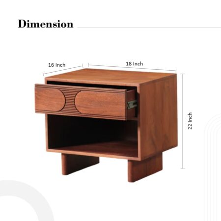 Bedroom Bedside In Walnut Brown Colour - Image 5