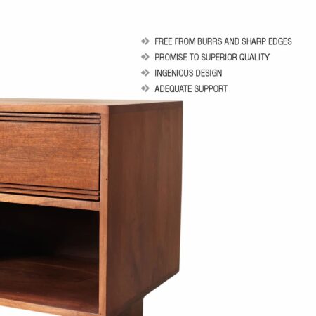 Bedroom Bedside In Walnut Brown Colour - Image 6