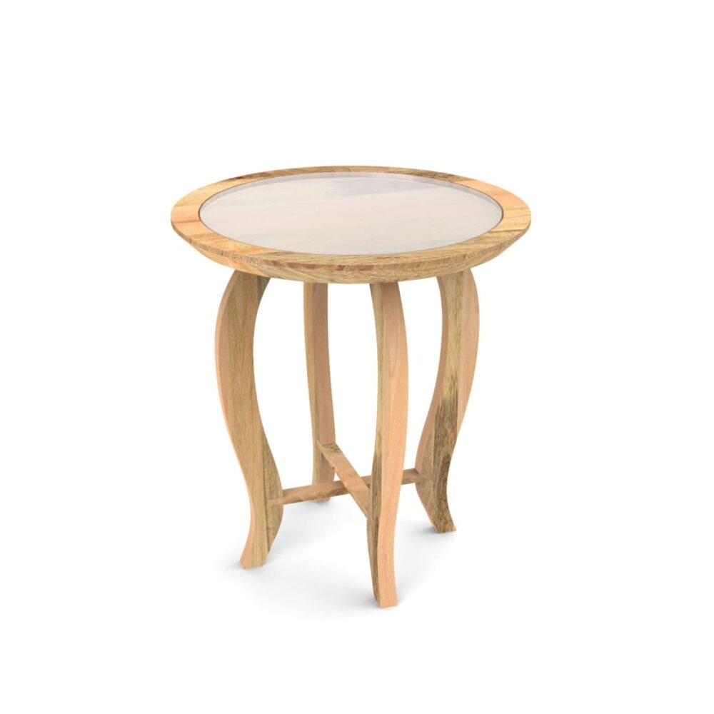 Side Table In Natural Brown and White Marble