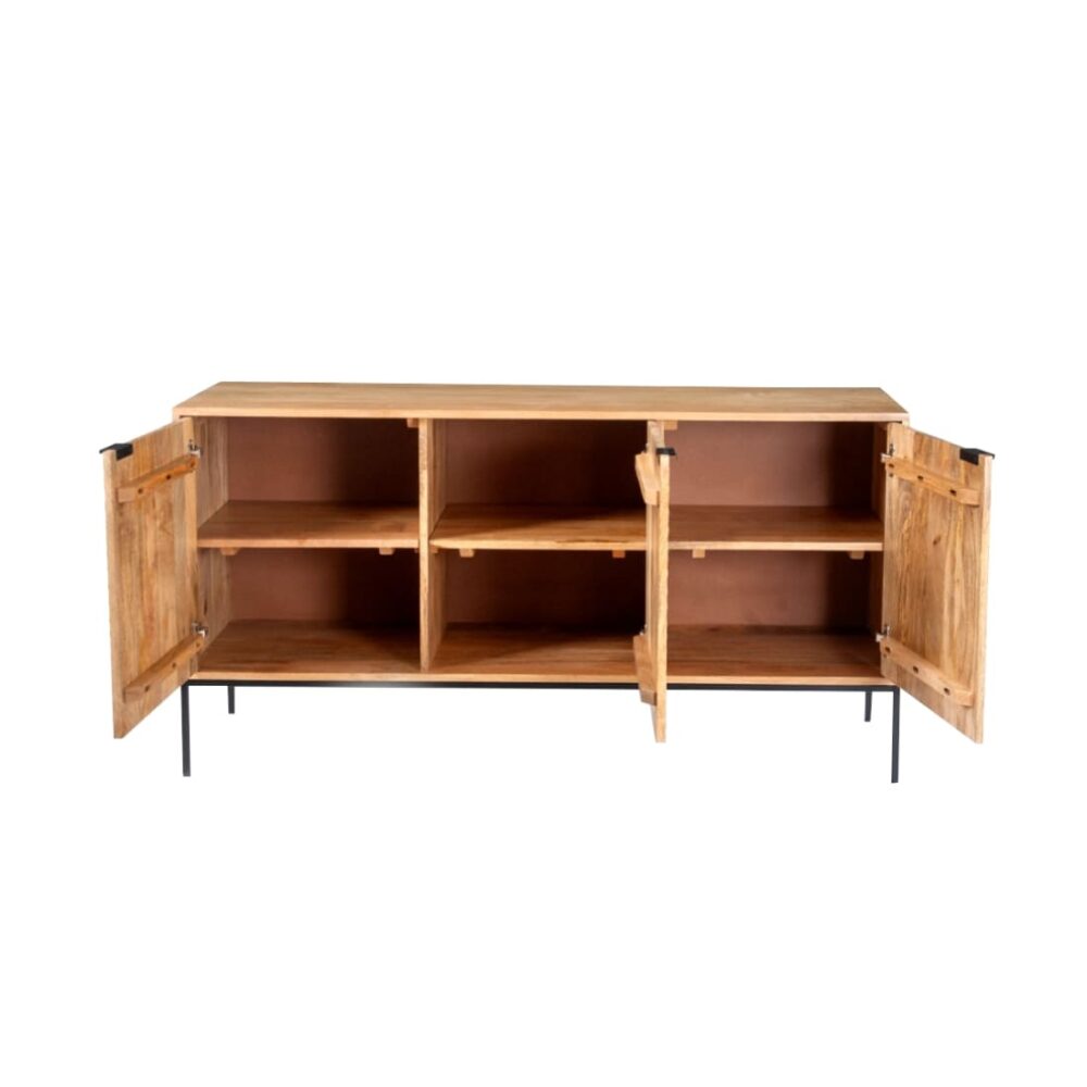 3 Door Media Cabinet In Natural Brown Colour