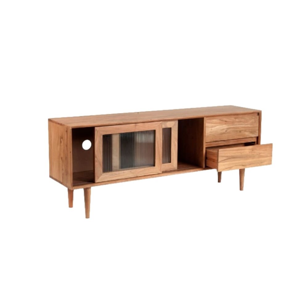 Media Cabinet with 2 drawers and sliding glass door