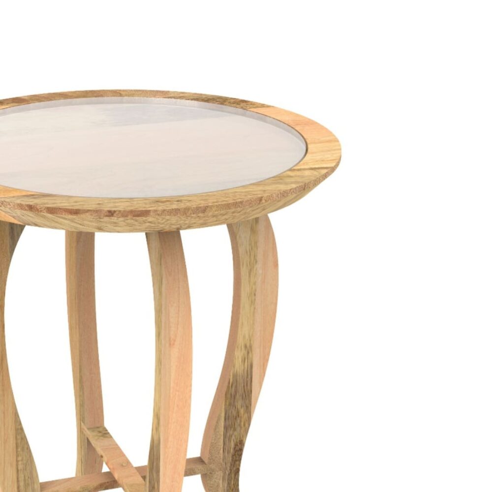 Side Table In Natural Brown and White Marble - Image 2