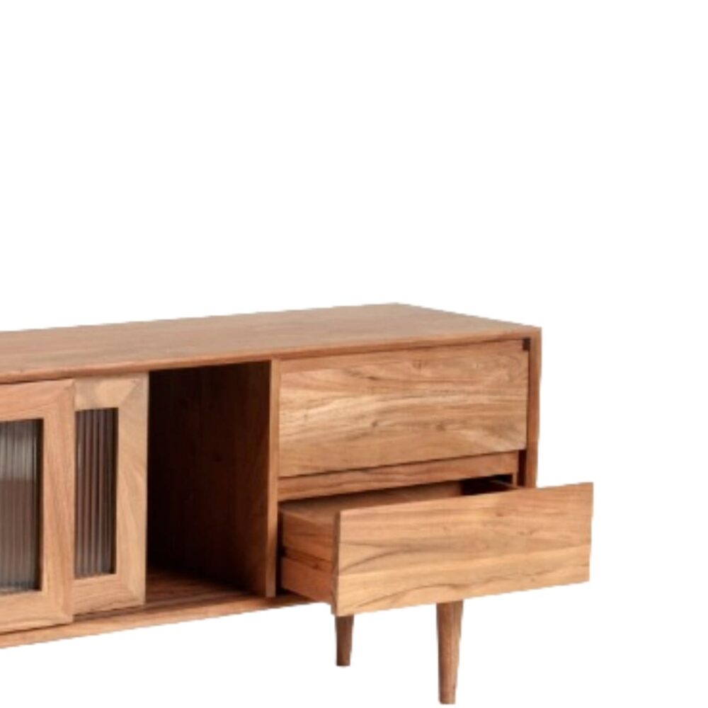 Media Cabinet with 2 drawers and sliding glass door - Image 2