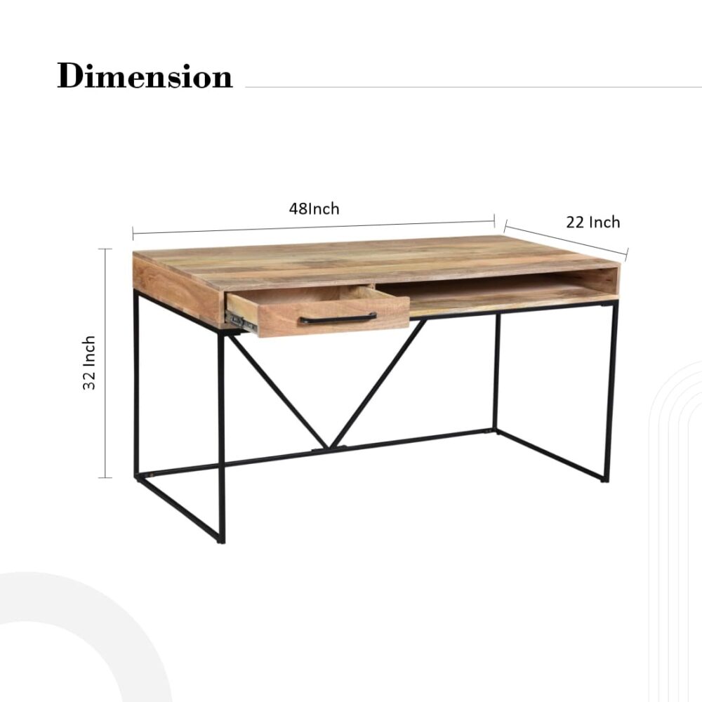 Study Table With Drawer In Natural Brown Colour - Image 3