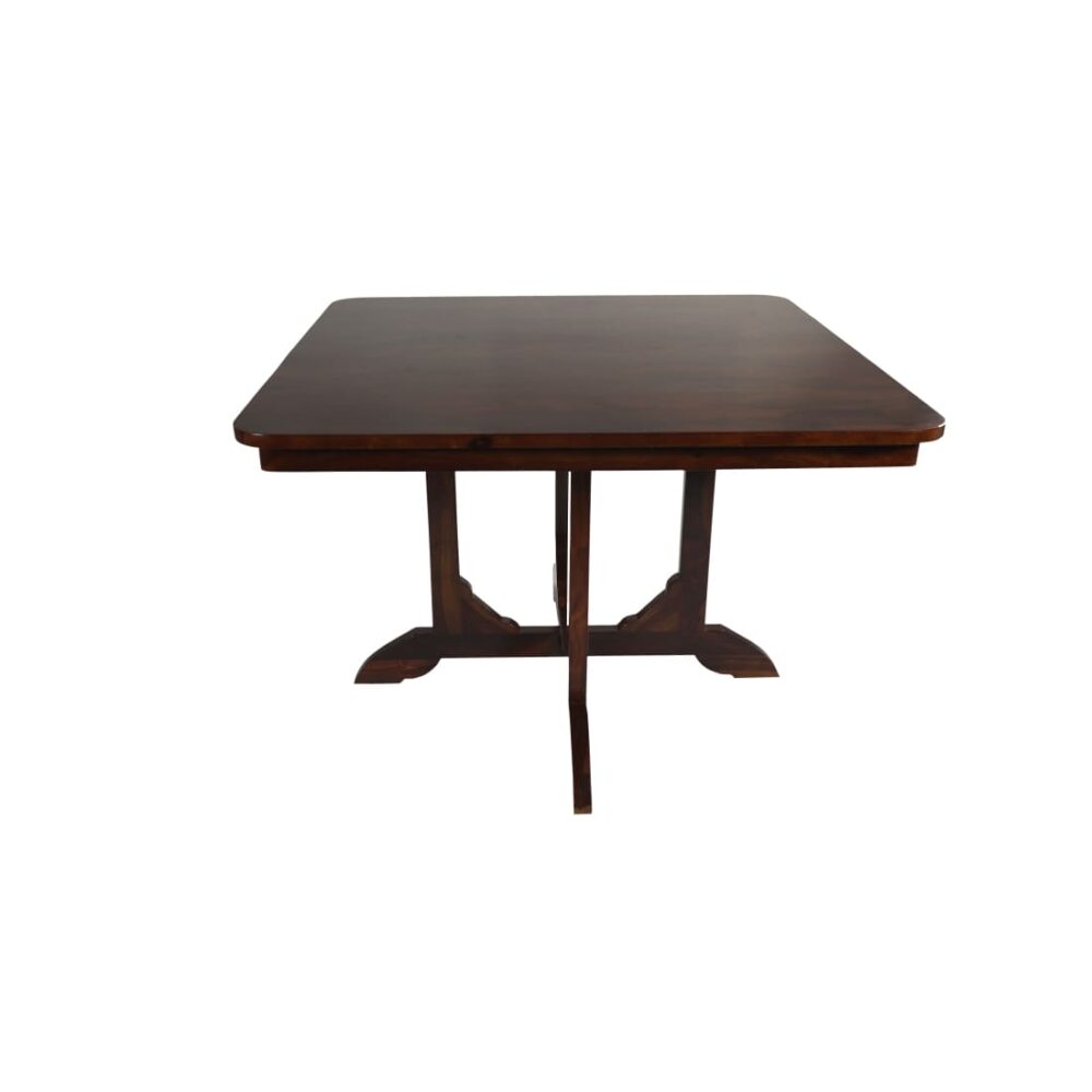 Dining Table And Chair In Walnut Brown Colour - Image 3