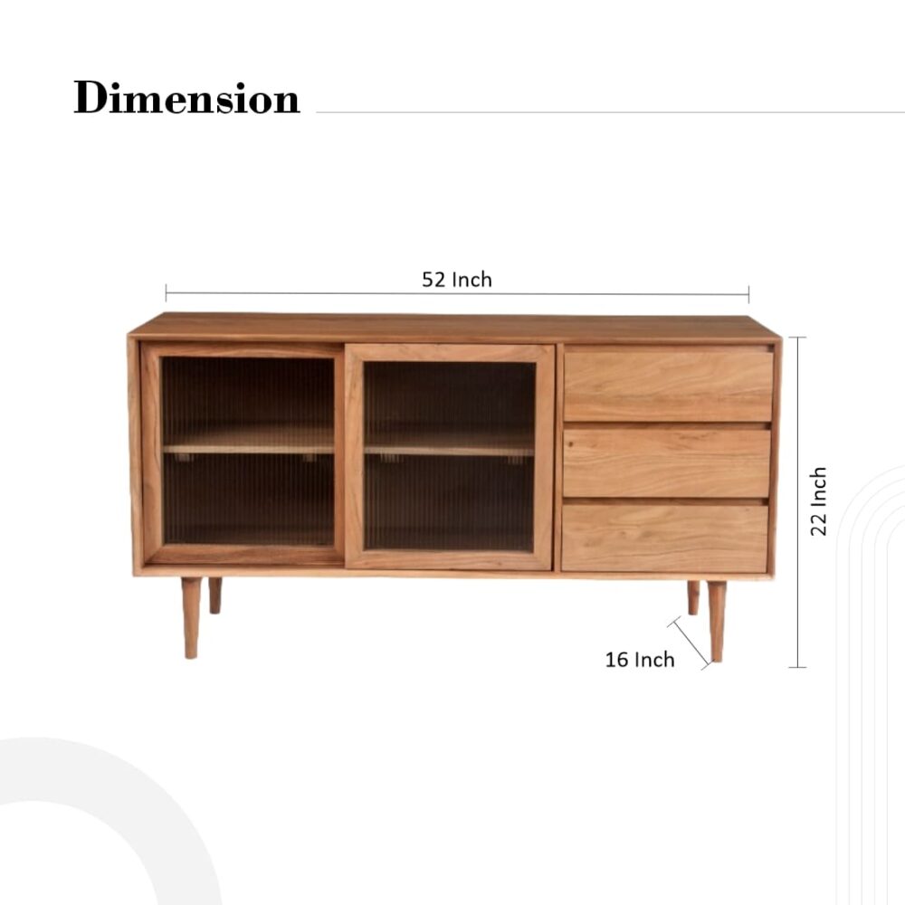 Media Cabinet With 3 Drawers And Sliding Glass Door - Image 3