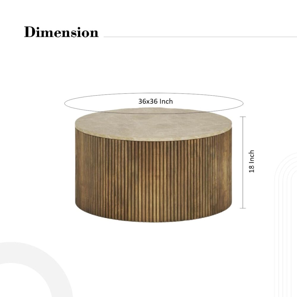 Round Coffee Table In Natural Brown Colour - Image 3