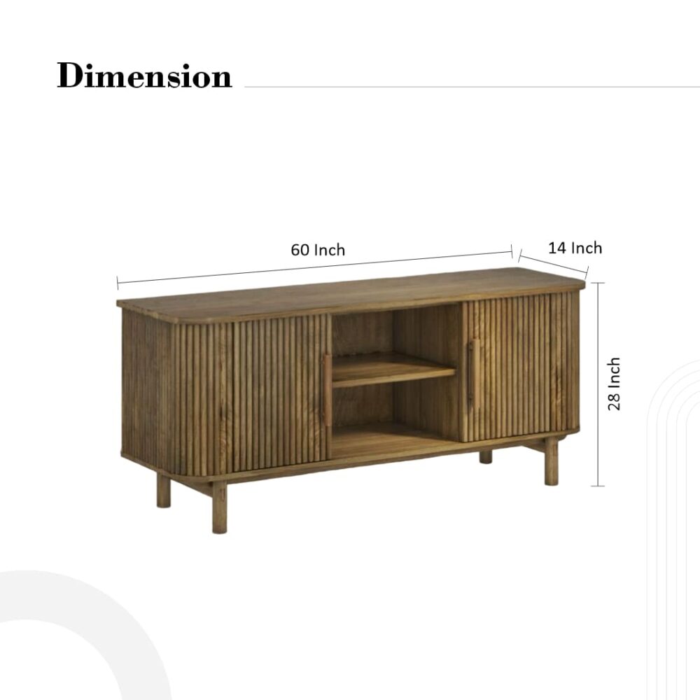 2 Door Mango Wood Media Cabinet - Image 3