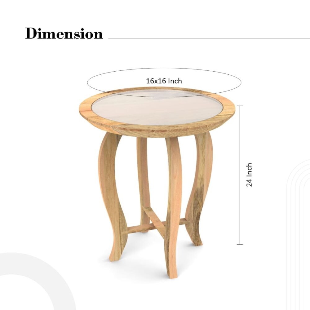 Side Table In Natural Brown and White Marble - Image 3