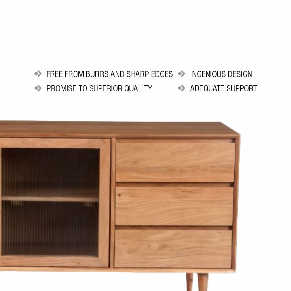 Media Cabinet With 3 Drawers And Sliding Glass Door - Image 4