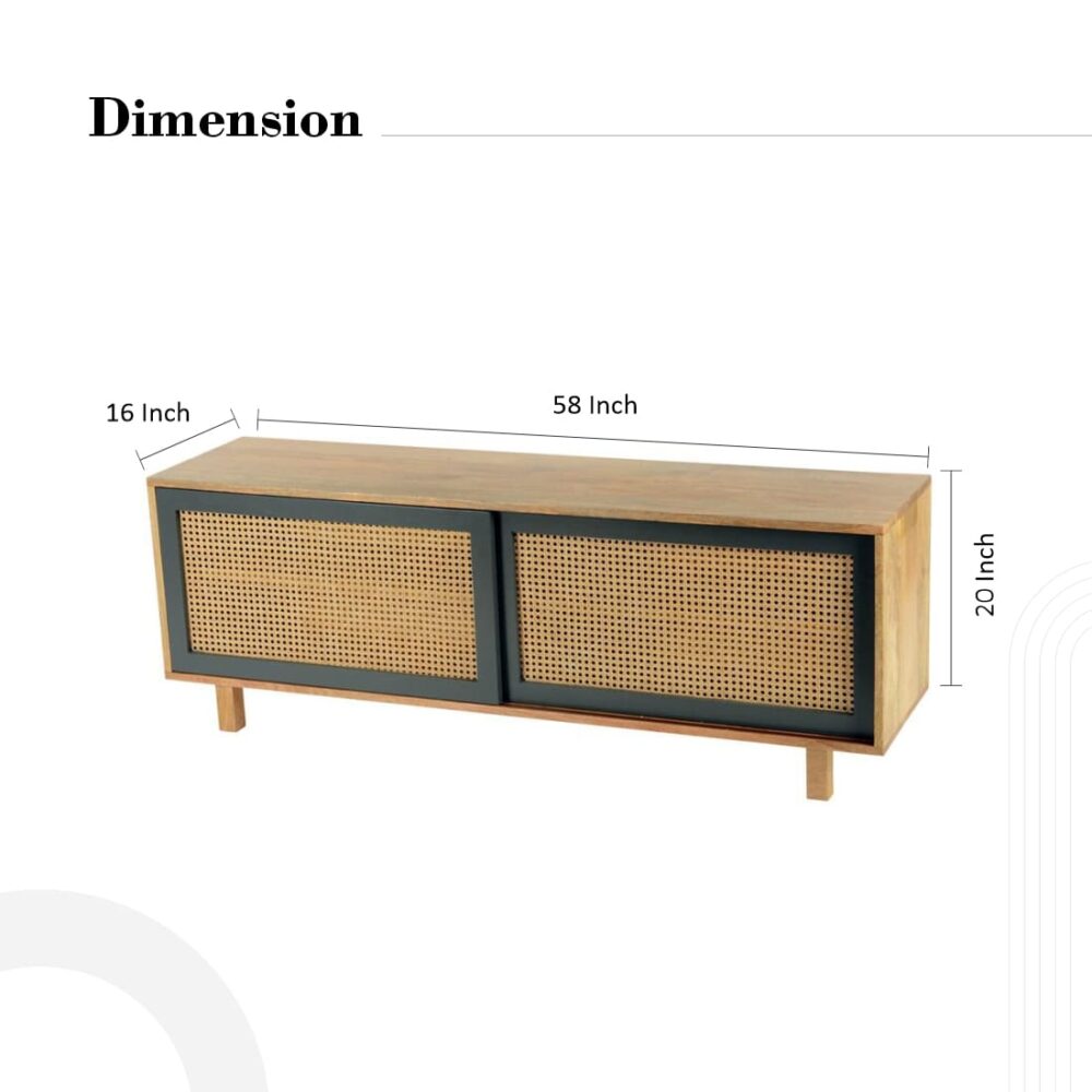 Media Cabinet with Sliding Rattan doors - Image 4