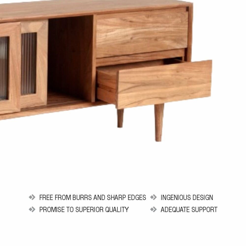 Media Cabinet with 2 drawers and sliding glass door - Image 4