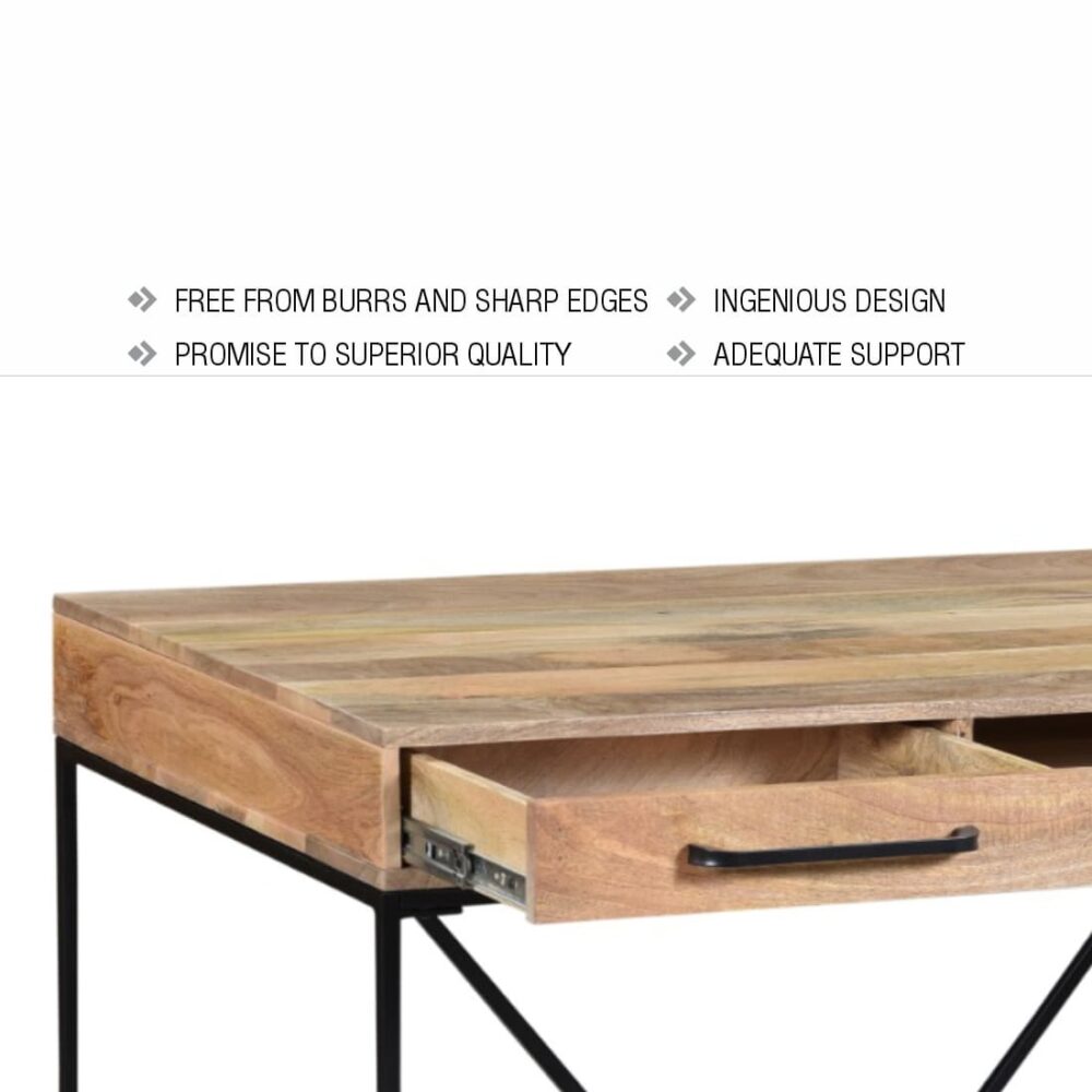 Study Table With Drawer In Natural Brown Colour - Image 4
