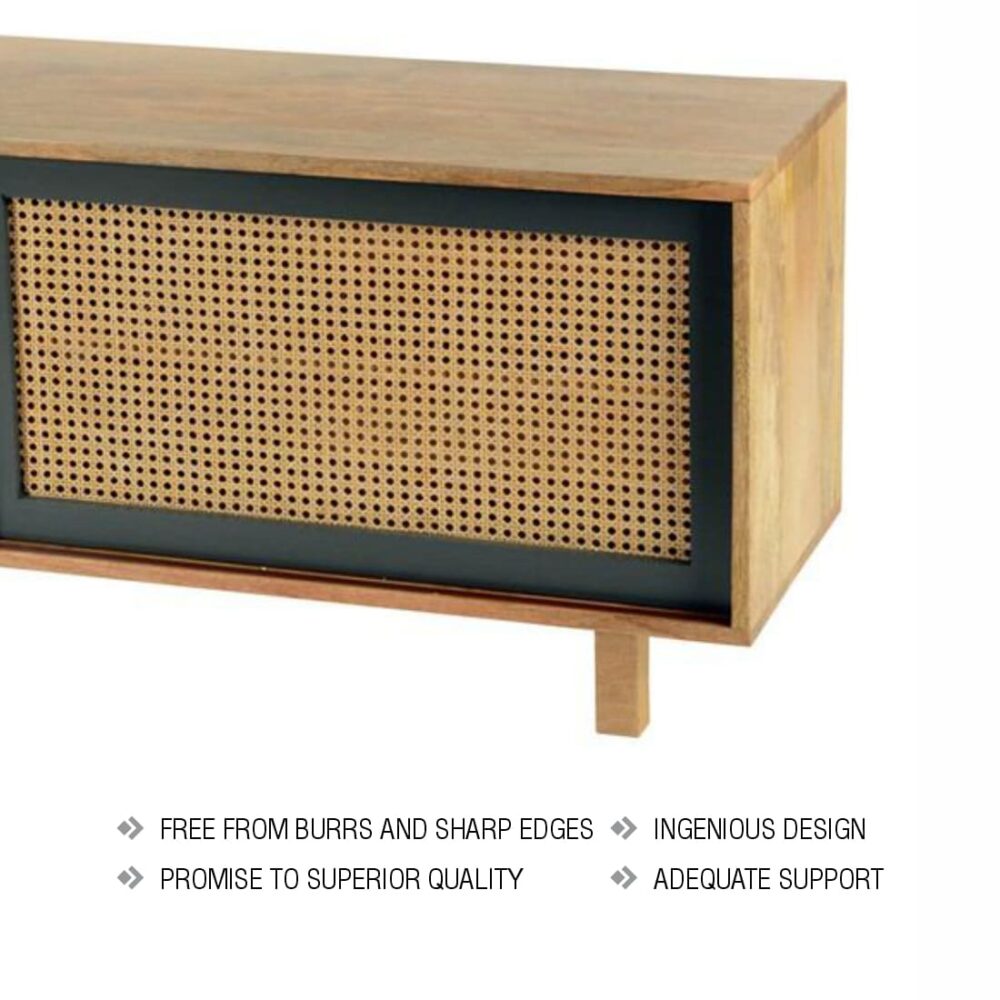 Media Cabinet with Sliding Rattan doors - Image 5