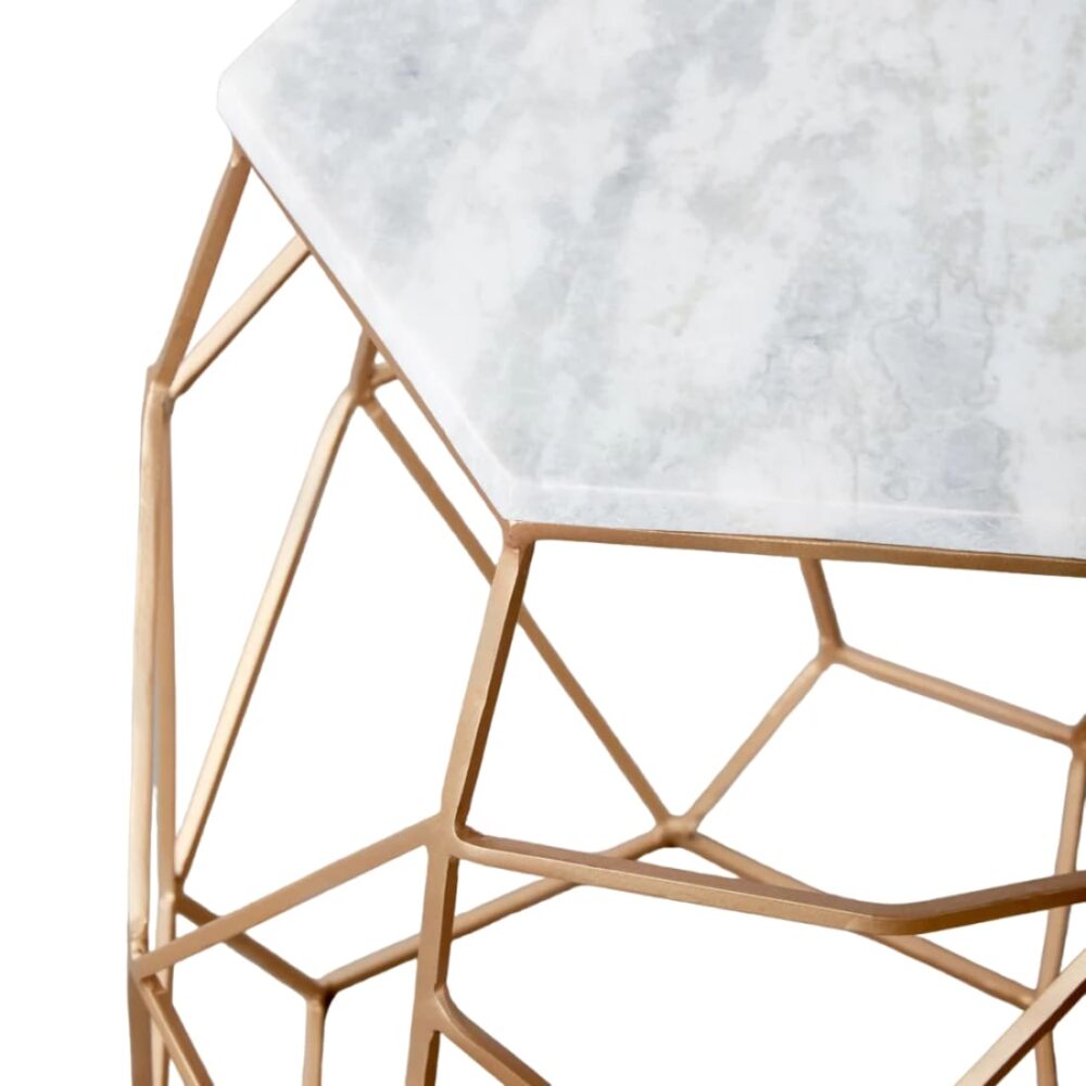 White Marble Iron Coffee Table - Image 2