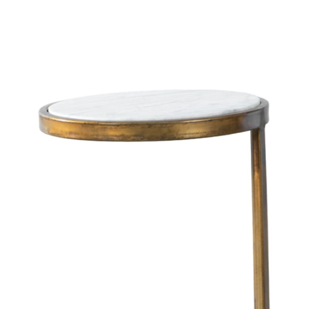 White Marble Iron Side Accent Table - Image 2