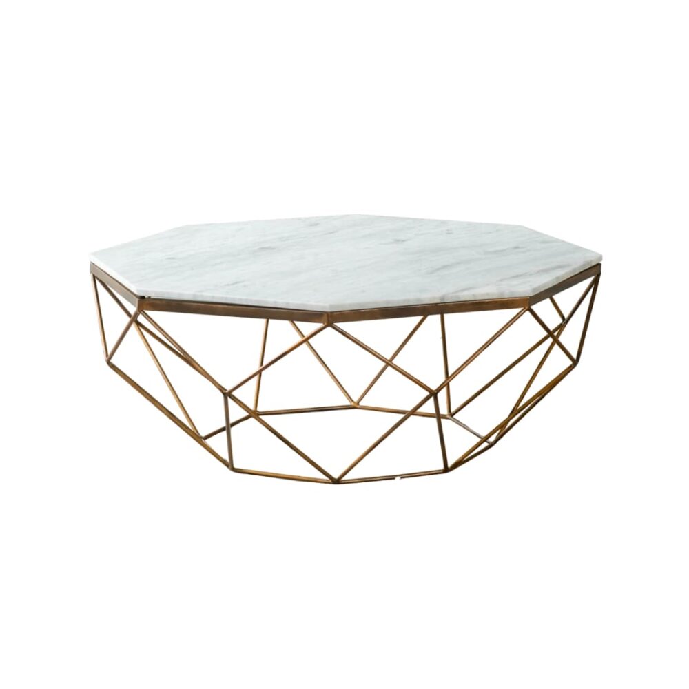 White Marble Iron Coffee Table - Image 3