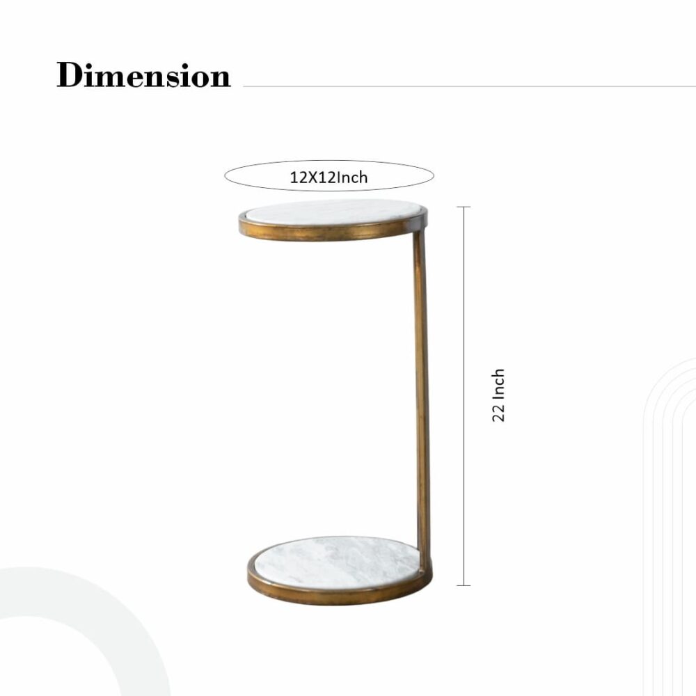 White Marble Iron Side Accent Table - Image 3