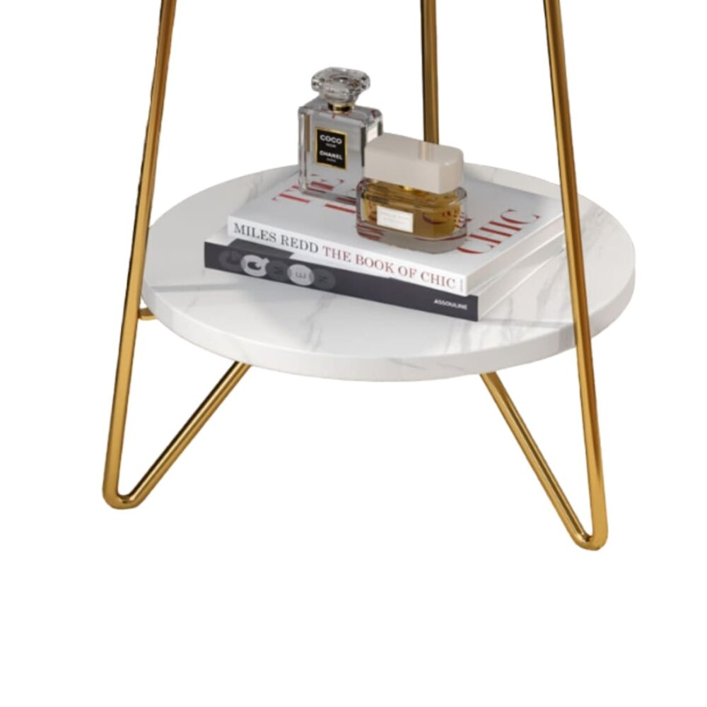 White Marble And Iron Side Accent Table - Image 3