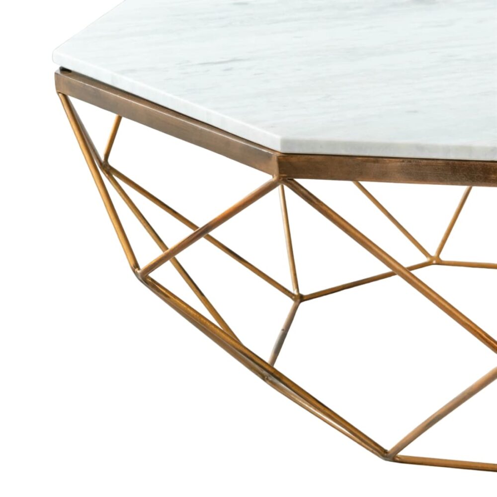 White Marble Iron Coffee Table - Image 4