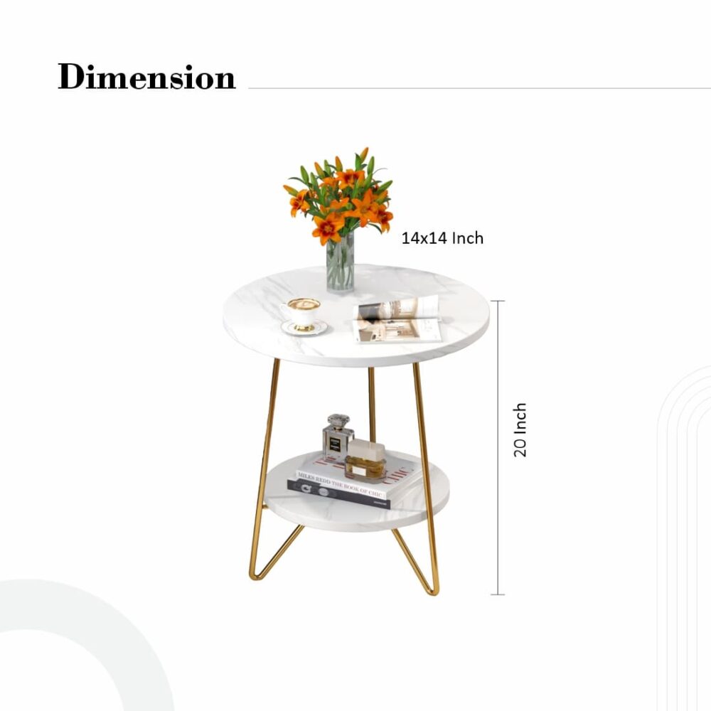 White Marble And Iron Side Accent Table - Image 4