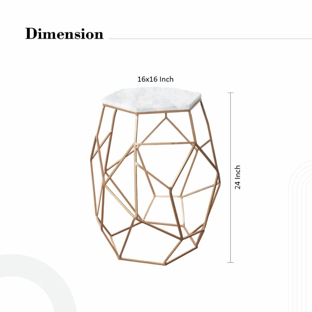 White Marble Iron Coffee Table - Image 5