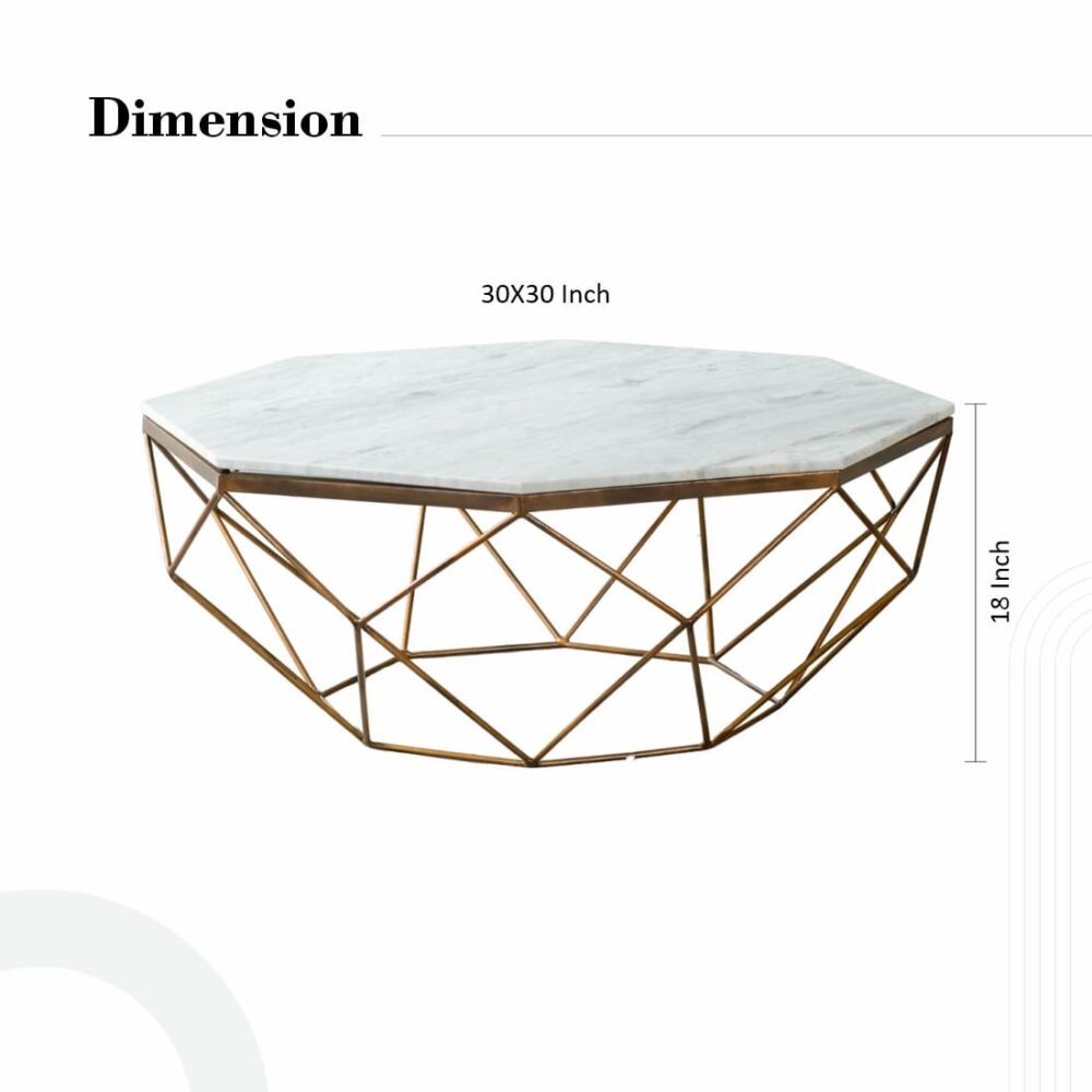 White Marble Iron Coffee Table - Image 6