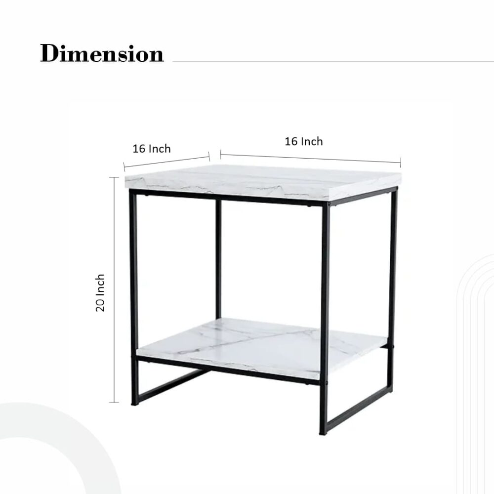 White Marble And Black Iron Side Accent Table - Image 6