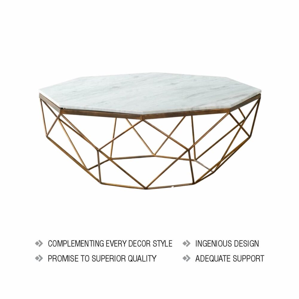 White Marble Iron Coffee Table - Image 7