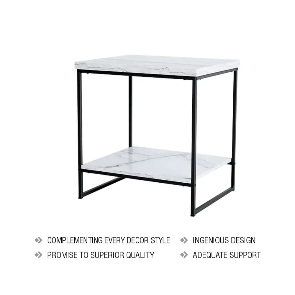 White Marble And Black Iron Side Accent Table - Image 7