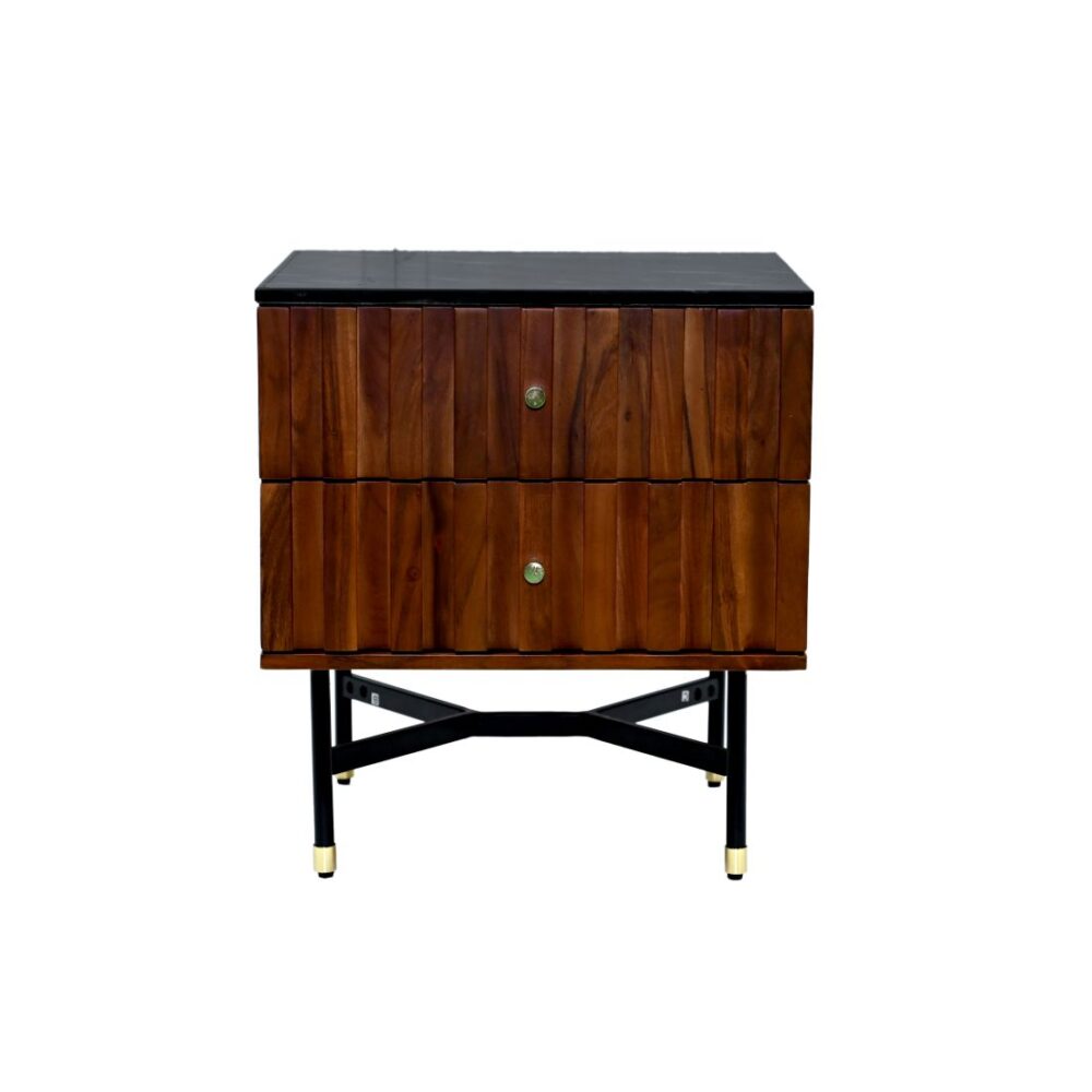 Honey Brown End Table With Marble Top