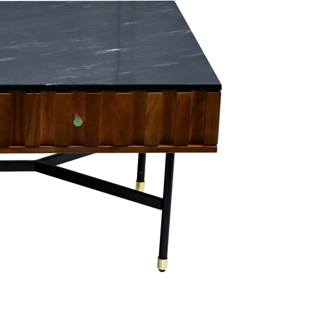 Honey Brown 4 Drawer Coffee Table with Marble Top - Image 3