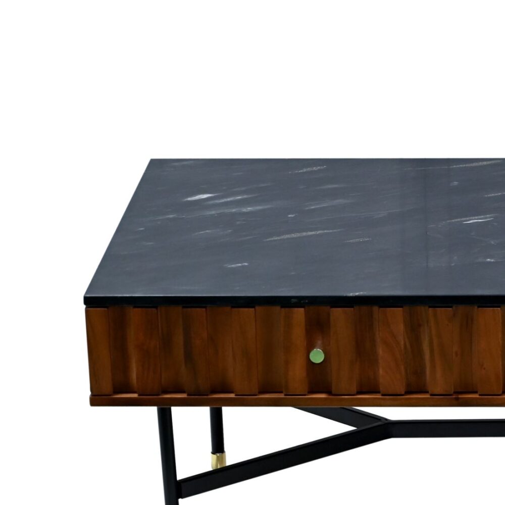 Honey Brown 4 Drawer Coffee Table with Marble Top - Image 4